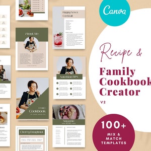 Family Cookbook Canva Template | Recipe Card & Meal Planner (Digital Download) Editable Keepsake