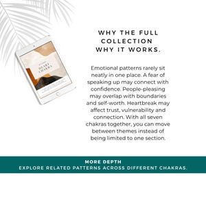 EFT chakra bundle designed to help explore related emotional patterns across different chakras, including confidence, boundaries, self-worth, vulnerability, trust and connection.