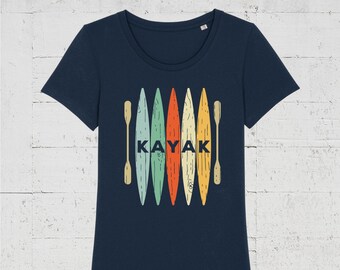 Caiaque | Camiseta Orgânica Feminina - orgânica. vegano. justo. Camiseta feminina de caiaque, camiseta feminina de caiaque, camiseta feminina, camiseta de caiaque, camisa para esportes aquáticos