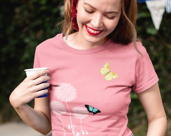 Flor Borboleta | Camiseta feminina orgânica-fairwear-vegana