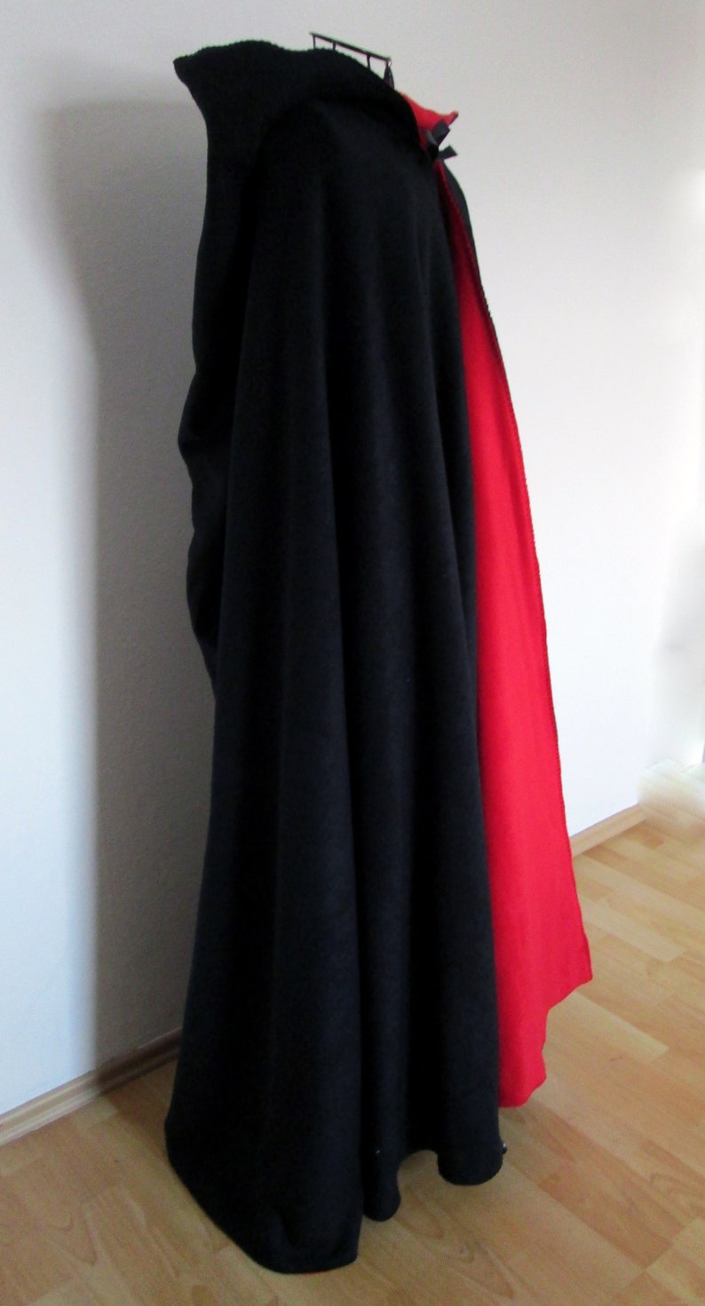 RED BLACK Hooded Cloak Dracula Devil CAPE Cape Cape Gugel image 2