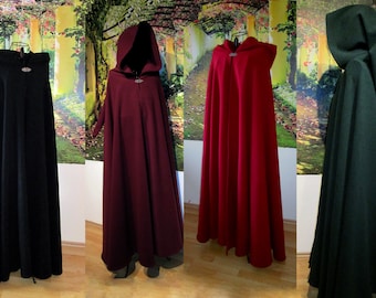 with arm slits - cape wool with hood Cape medieval cashmere