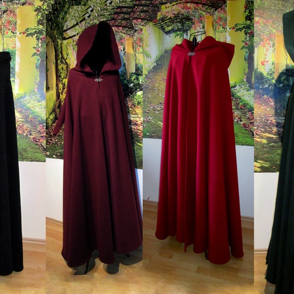 with arm slits - cape wool with hood Cape medieval cashmere