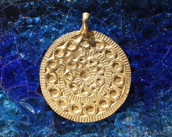 XL pendant circles in circles archaic symbol circle of life community ethnic jewelry brass from Africa tribal jewelry