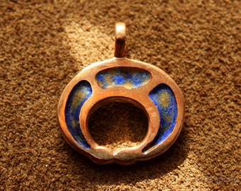 Pendant Roman Lunula from Lahr made of bronze speckled blue enamelled moon pendant replica ancient protective amulet moon goddess Luna