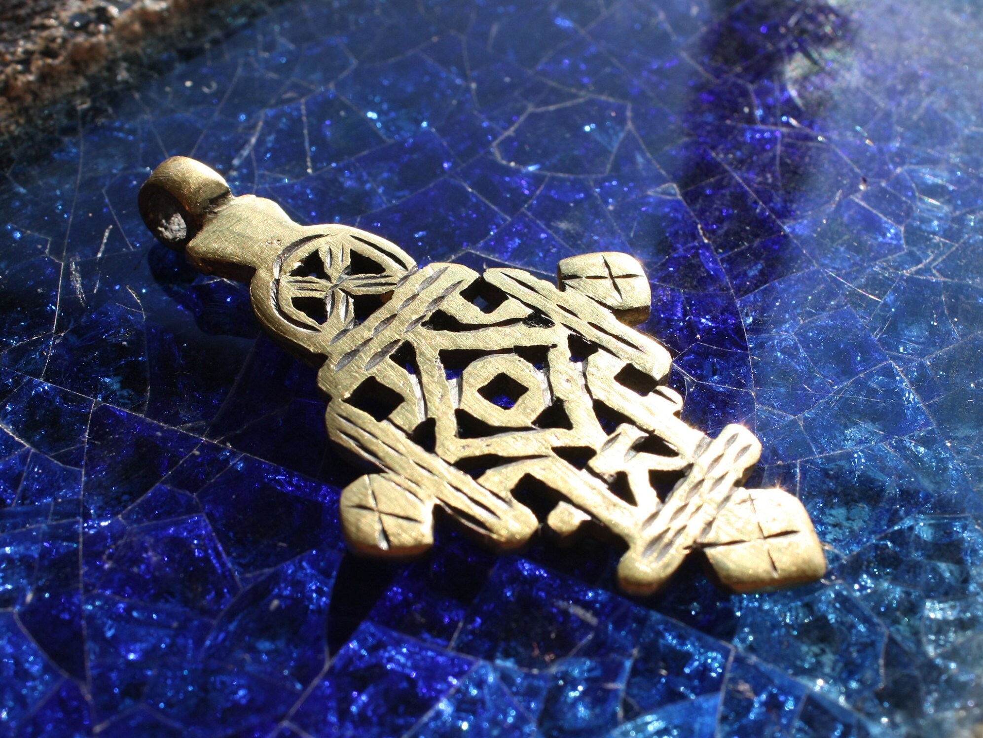 Coptic Cross Ethiopia African cross pendant with diamond in the cross Christian jewelry brass religious ethnic jewelry