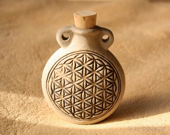 From 29.90 euros: Ceramic pendant flower of life bottle made of ceramic vial spiritual ceramic jewelry holy symbol ceramic bottle