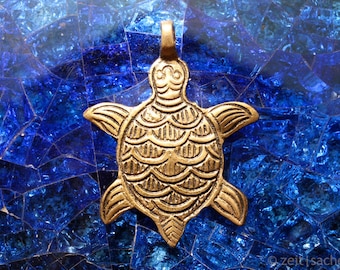 Pendant Tibetan turtle symbol for the earth Buddhism Nepal turtle jewelry Himalayan brass