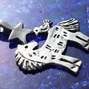 Horse pendant with bird & star horse pendant bird necklace horse jewelry horse motif fairy tale gift fairy tale jewelry western necklace image 3