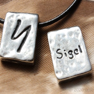 Colgante de runa Sowilo, sello rúnico germánico, letra S de la mitología nórdica, runa, poder solar, éxito, piedra rúnica, rueda solar, amuleto vikingo