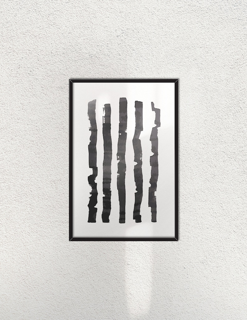 Abstract Black and White Vertical Stripes Wall Art Etsy