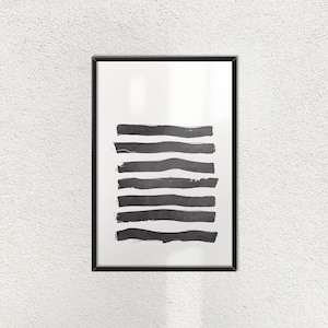 Arte de pared abstracto con rayas horizontales en blanco y negro