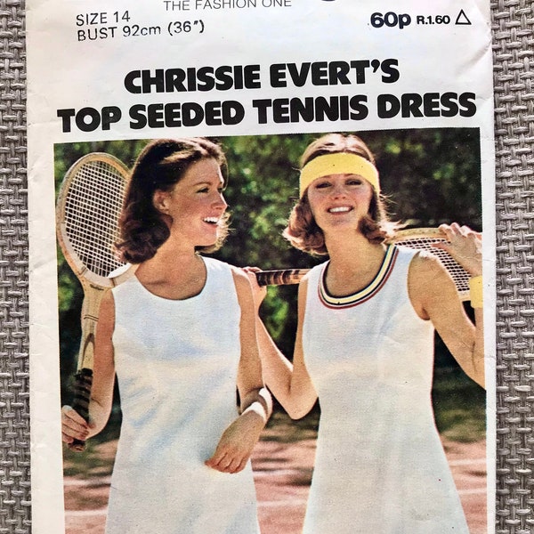 Chris Evert Tennis Dress Sewing Pattern. Butterick 4341.