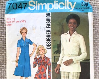 Vintage Dress or Top and Trousers Sewing Pattern. Simplicity 7047.