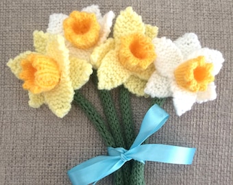 Handmade Bunch of Knitted Daffodils.