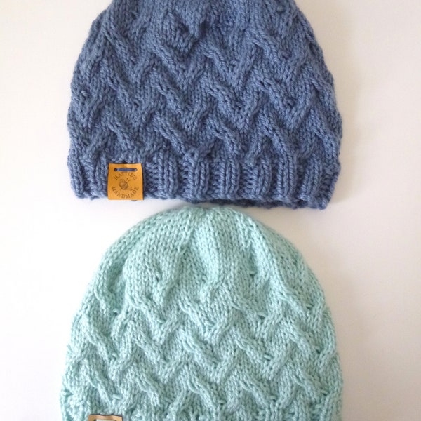 Shadow Cable Beanie Hats - Handmade Womens Knitted Hats.