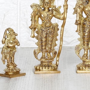 Estátua de bronze feita à mão do deus hindu Lord Ram Darbar Parivar Shree Ram Ji Sita Laxman Hanuman Estatueta de ídolo da família Escultura Decoração para casa