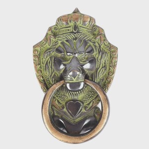 Lion Head Shape Brass Door Knocker Home Entrance Decor