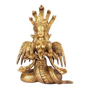 Brass Handmade Naag Kanya Snake Girl Spiritual Statue Idol Figurine Sculpture Home Decor