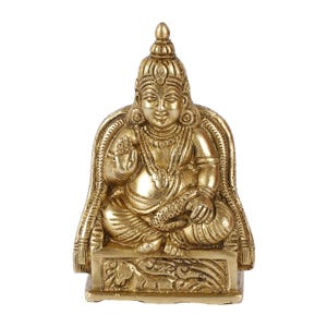 Handmade Brass Kuber Maharaj Statue: Hindu God of Wealth Decor