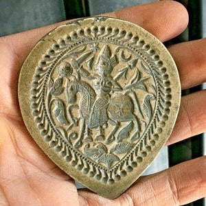 Vintage Old Rare Bronze Metal Hindu God Baba Ramdev Jewelry Stamp/ Seal/ Die Collectible
