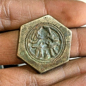 Vintage Old Rare Bronze Metal Indian Goddess Durga Jewelry Stamp/ Seal/ Die