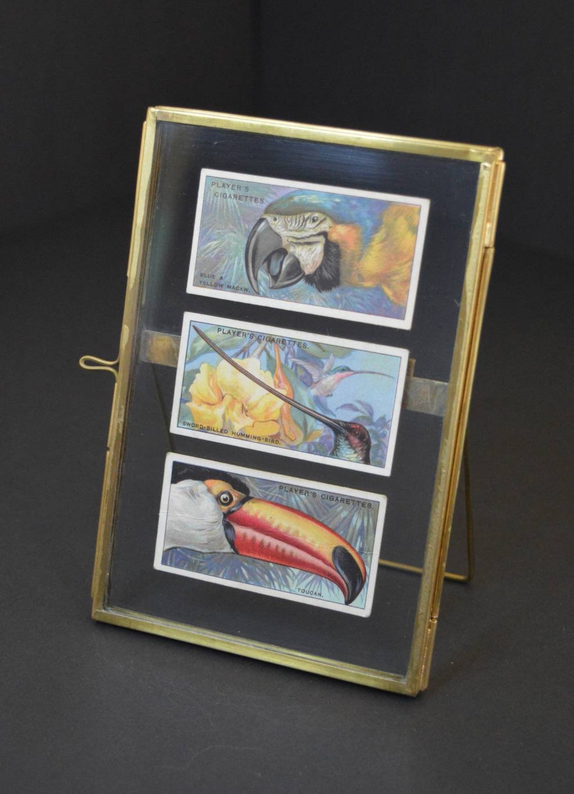 Framed cigarette cards in bohemian brass frame Etsy