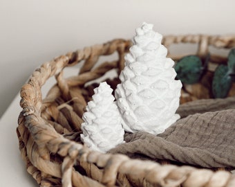 Concrete Pinecone Set, Pinecone Decor, Christmas Ornament, Fireplace Ornament, Minimal Home Decor, White Pinecone