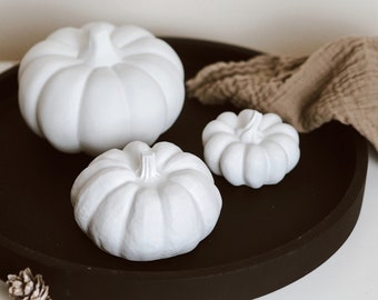 Concrete Pumpkin Decoration, neutral autumn decor, unique white pumpkin, coffee table decor for autumn and fall, fall home decor accessories