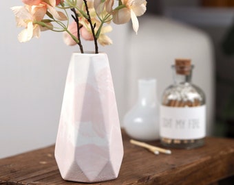 Concrete Geo Vase | Tall Vase | Dried Flower Vase | Diamond Shaped Vase | Decorative Minimal Vase | Unusual Handmade Homeware