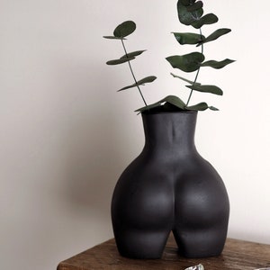 Concrete Booty Vase, large unique black vase, stylish home accent, dried bouquet vase, gift for him and her