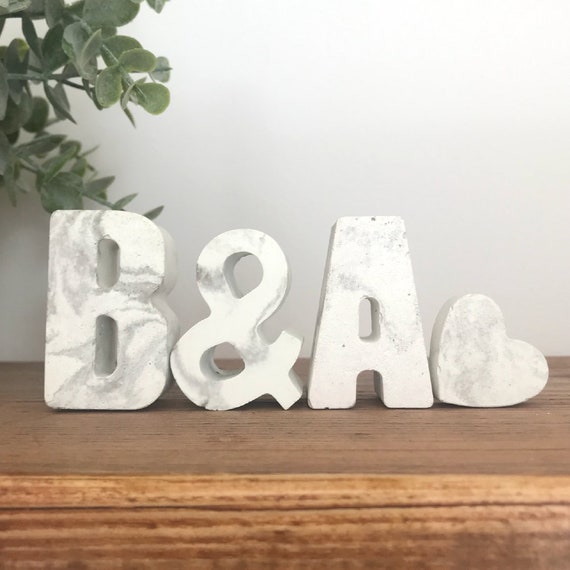 Concrete Initial Letter Gift Set, Decorative Letters for Couple