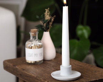 Concrete Tapered Candle Stick Holder | Handmade Minimalist Candleholder | Modern Concrete Decor