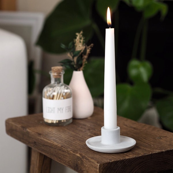 Concrete Tapered Candle Stick Holder | Handmade Minimalist Candleholder | Modern Concrete Decor