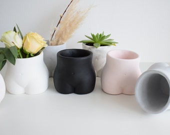 Concrete Bum Vase | Planter | Housewarming Gift | Marble Decor | Home Decor