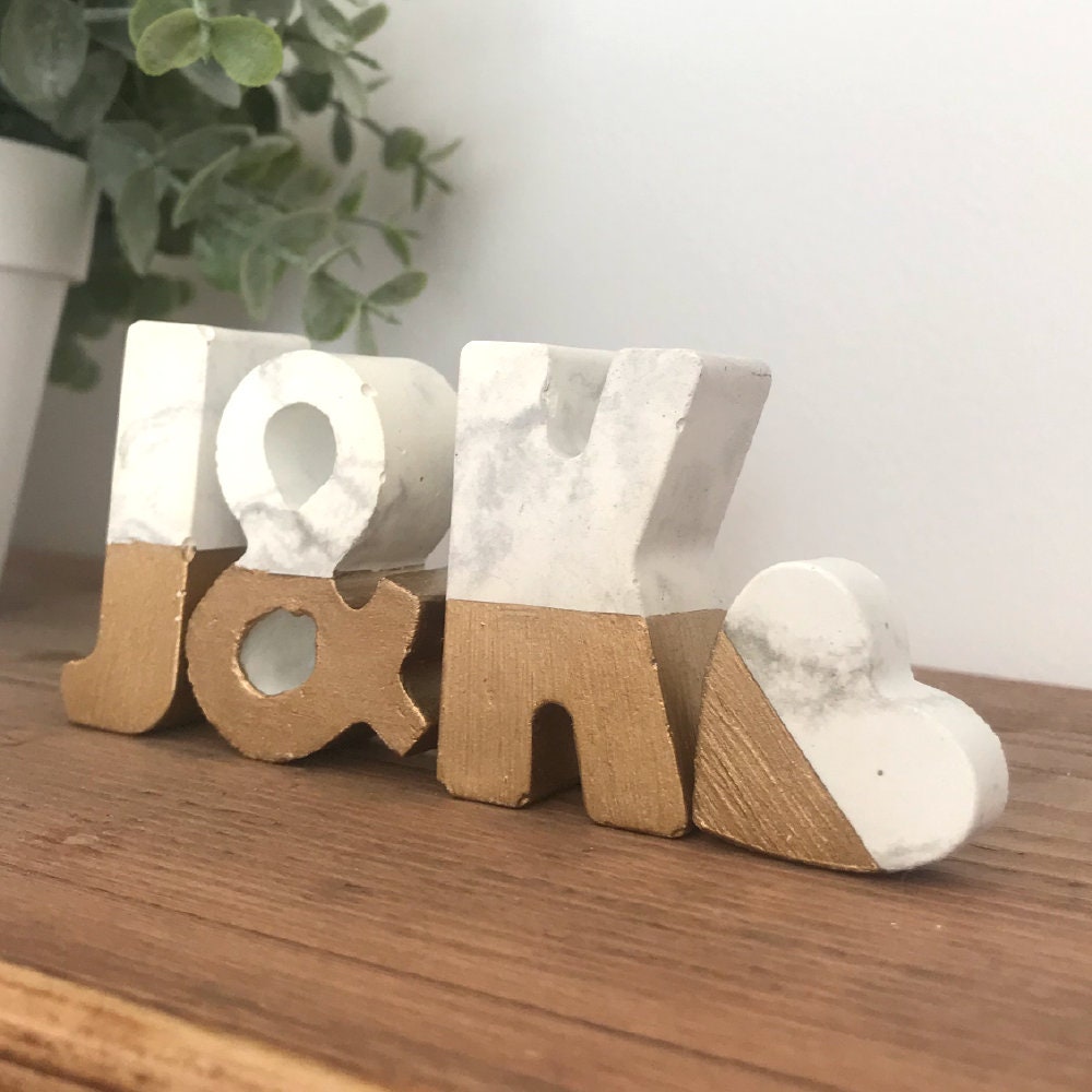 Concrete Initial Letter Gift Set, Decorative Letters for Couple