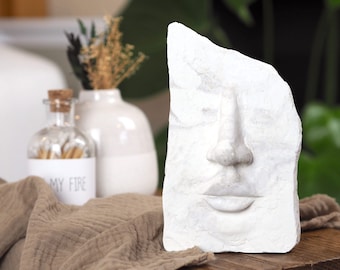 Concrete Face Sculpture, handmade sculptural home decor, unique sculture, minimal and arty interior design, gift for him and her