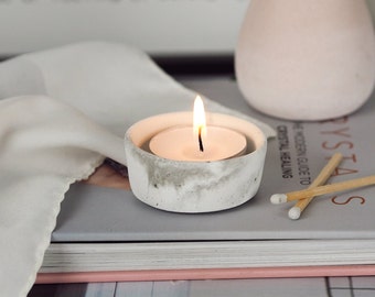 Handmade Concrete Tealight Holder: Modern Home Decor
