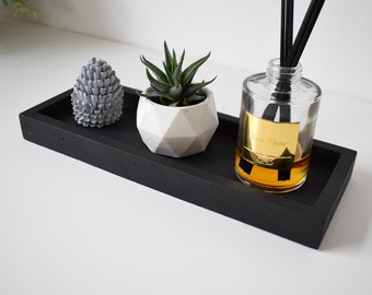 Matt Black Concrete Reca Tray | Styling Tray | Rectangle Tray |Decorative Tray