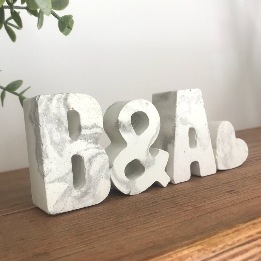 Concrete Initial Letter Gift Set, Decorative Letters for Couple