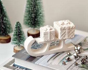 Concrete Christmas Sleigh and Presents Set, home styling Christmas decor, unique Christmas accessories, fireplace and shelf handmade decor