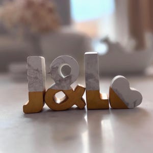 Concrete Personalised Initial Letter Gift Set | Decorative Letters | Anniversary Gift, Personalised Initial Gift Set | Marbled Letter Set