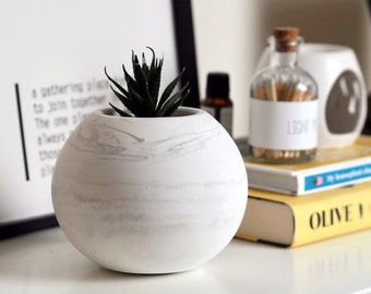 Concrete Ball Vase | Decorative Vase |  | White Marble | Ball Vase | Ball Vase Design Porch decor idea