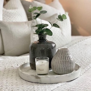 Round Concrete Display Tray (Large) | Round Styling Tray | kitchen storage tray | coffee table decor | living room home accessory
