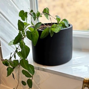 Matte Black concrete plant pot, Indoor plant pot, black plant pot, handmade plant pot, plant pot gift for new home Porch decor idea
