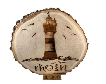 XL Moin Lighthouse Red Sand Wooden Door Sign Lasered Door Decoration Gift to move into the house Apartment