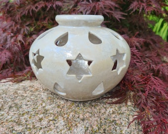 Lantern, ceramic lantern white crystal