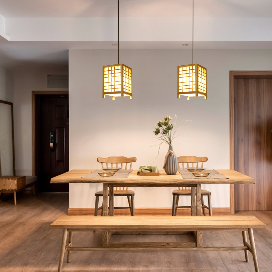 Japanese Style Chandelier Tatami Rural Homestay Parchment Etsy