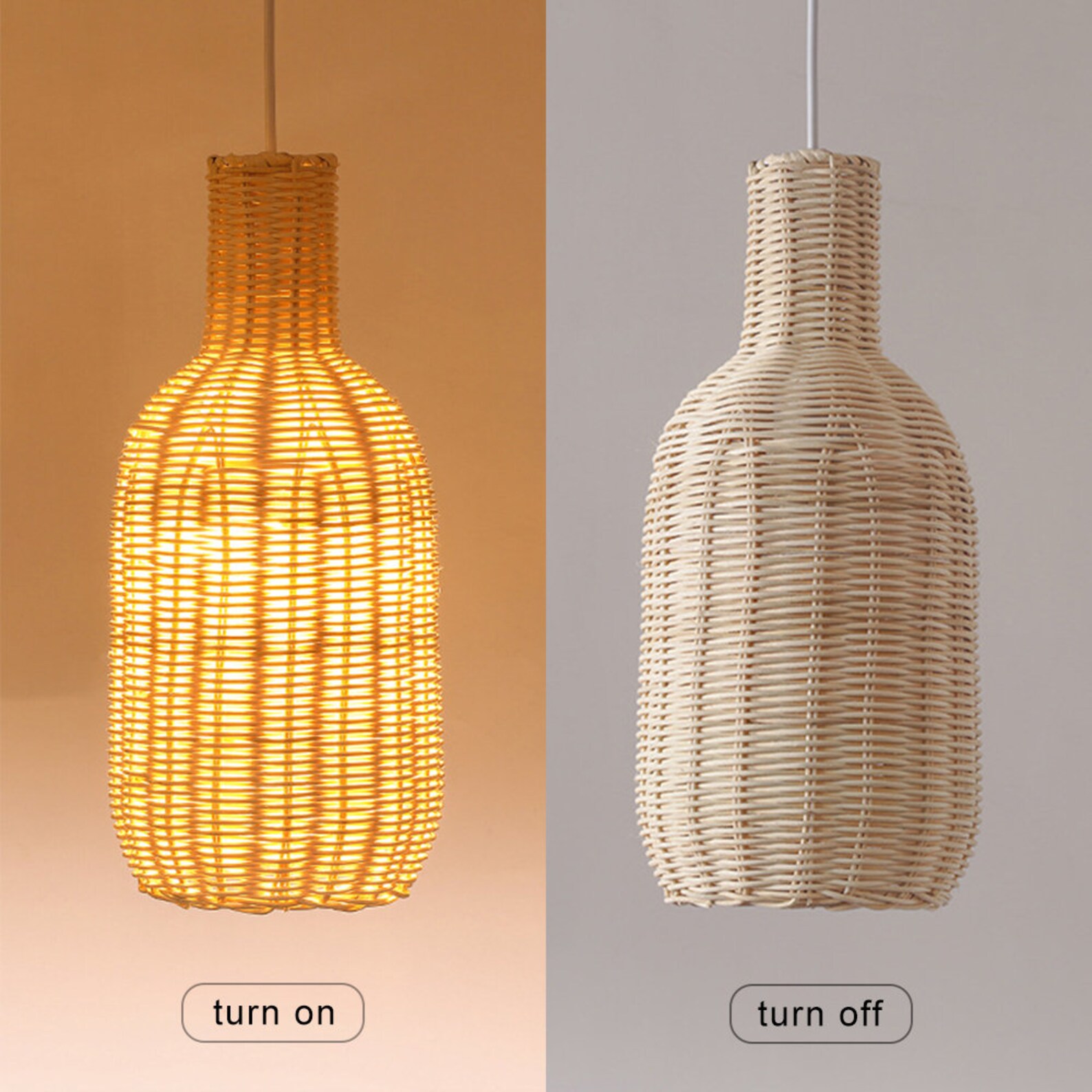 Nordic Retro Rattan Chandelier Japanese Pastoral Pendant Etsy