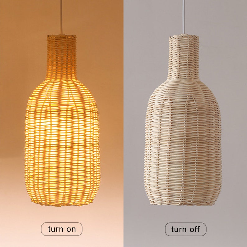 Nordic Retro Rattan Chandelier Japanese Pastoral Pendant Etsy